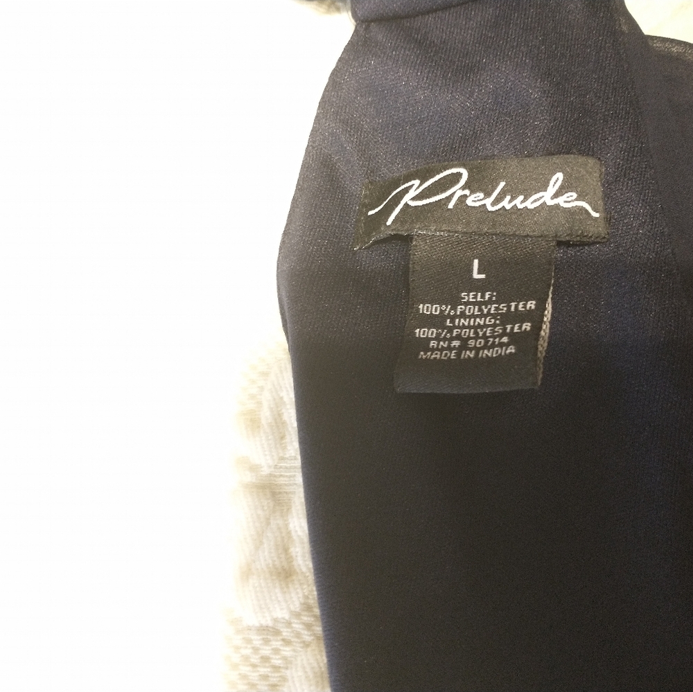 Elegant Formal Navy Blue Wide Leg Chiffon Jumpsuit By Prelude Size L - Picture 12 of 12